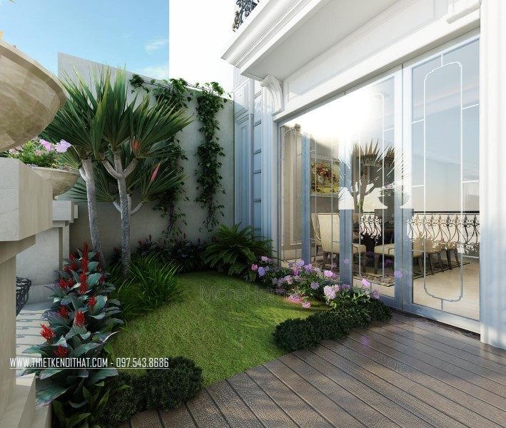 Thiết kế sảnh ngoài trời nhà liền kề khu đô thị Văn Quán